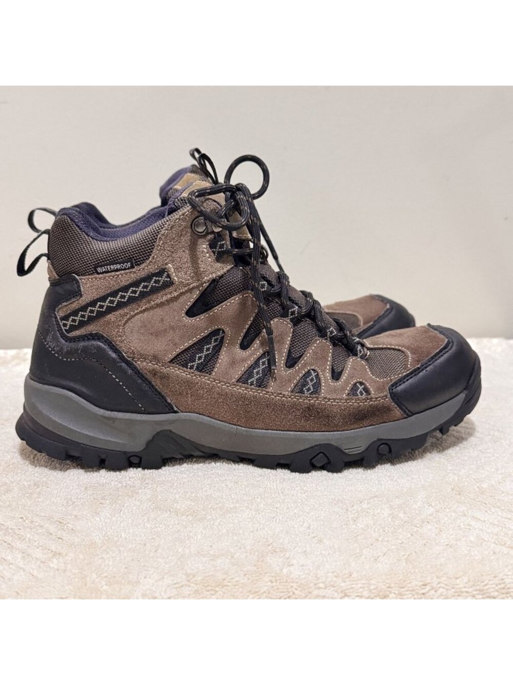 Eddie Bauer Men's Brown Ridgeline Mid Waterproof Hiking Boots Leather US 9.5